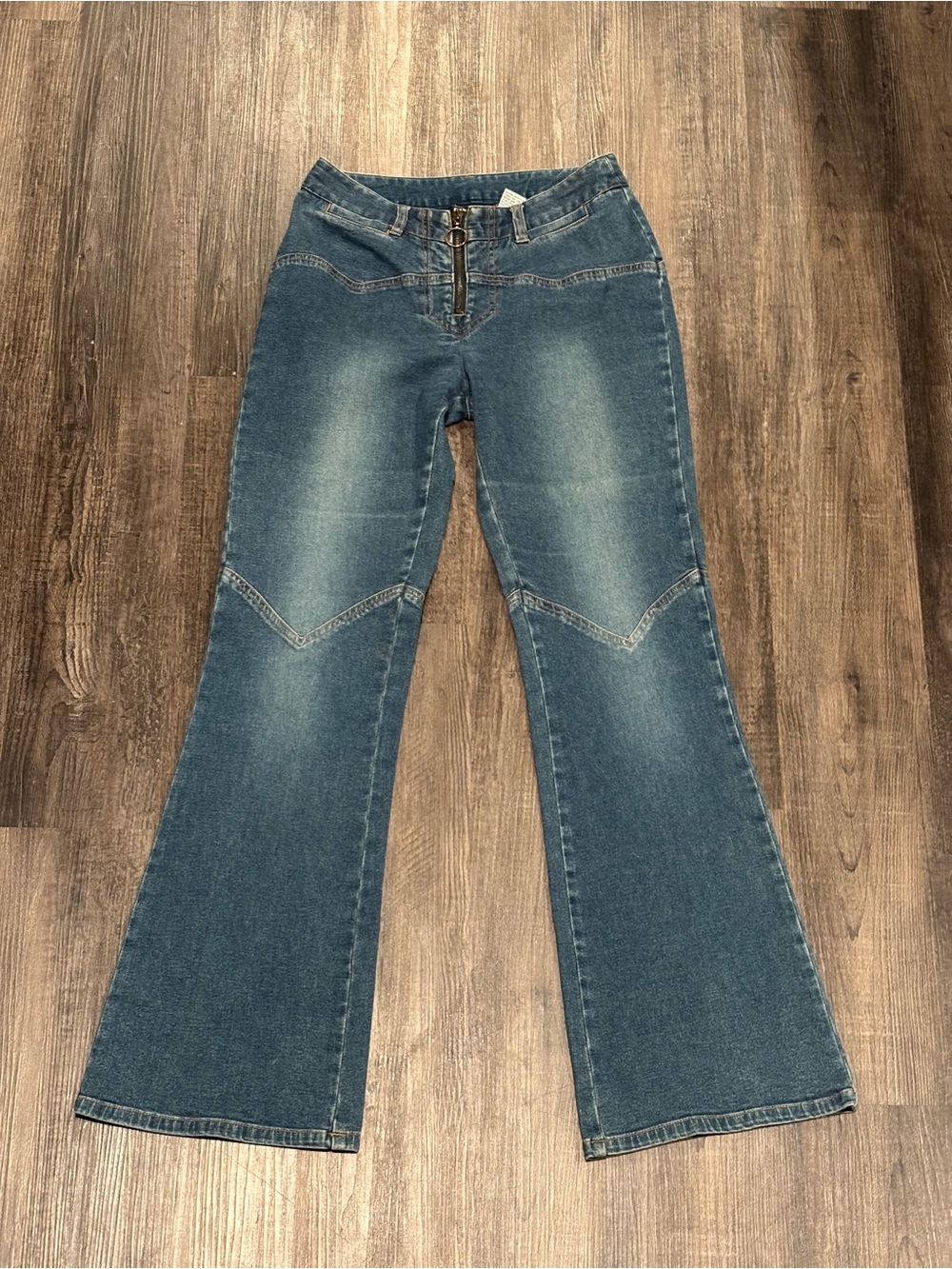 Newport News Mid Blue Flare Jeans with Front Zip Ring